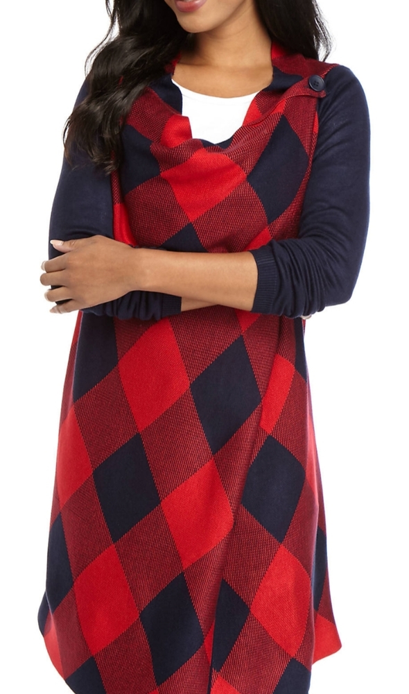Crown & Ivy printed long sleeve poncho cardigan